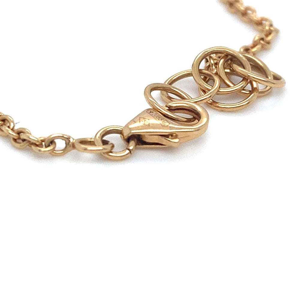 18k Yellow Gold Diamond and Red/Pink Gem Plaque Chain Bracelet 7" 5.5g