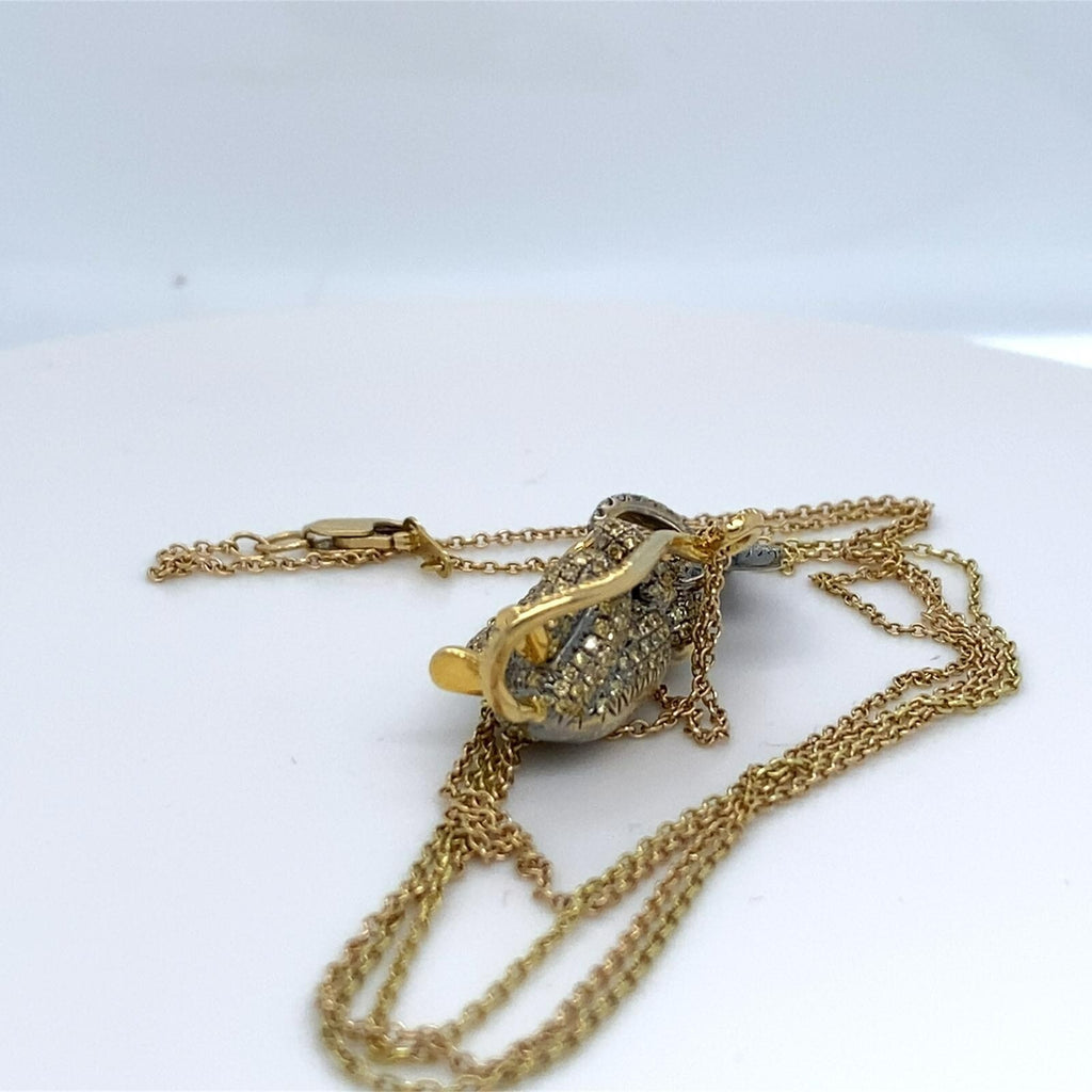 18k Gold "Speak No Evil" Diamond Monkey Pendant W/Necklace by Lorraine Schwartz