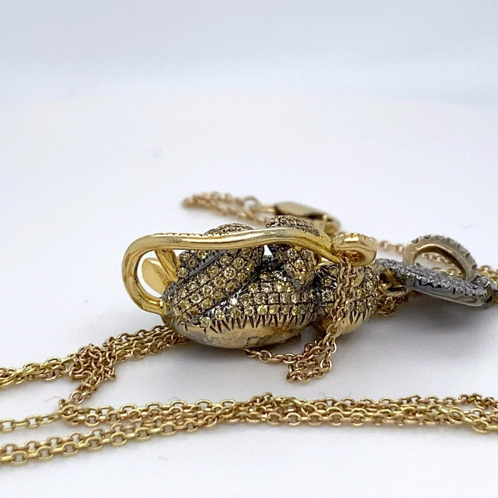 18k Gold "Speak No Evil" Diamond Monkey Pendant W/Necklace by Lorraine Schwartz