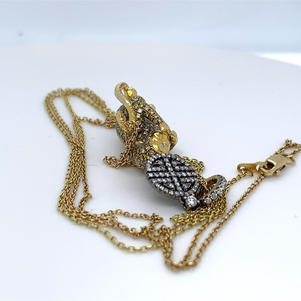 18k Gold "Speak No Evil" Diamond Monkey Pendant W/Necklace by Lorraine Schwartz
