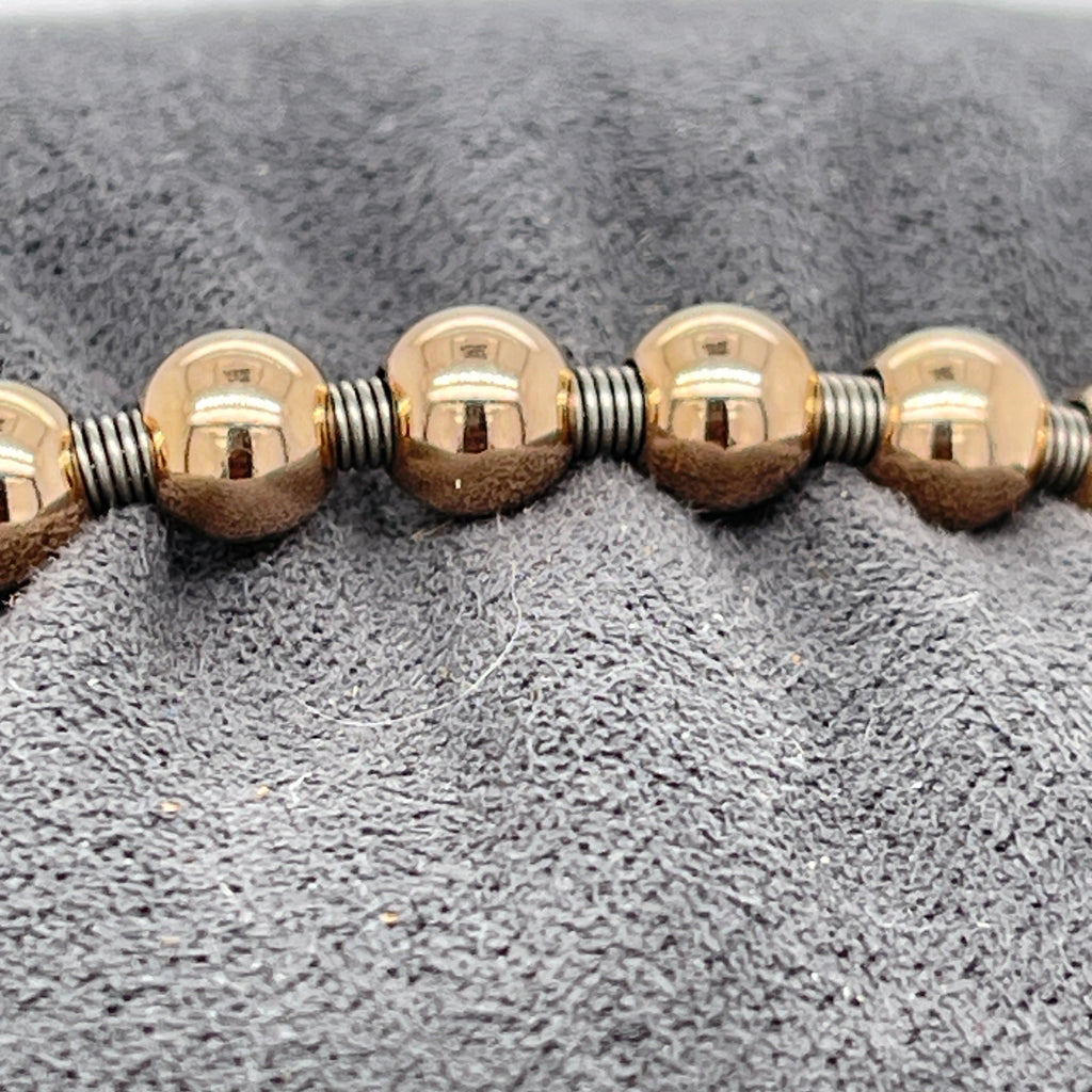 A&G 14k Gold Beaded Flower Stretch Bracelet w/ 1.8ct Pave Diamond Flower