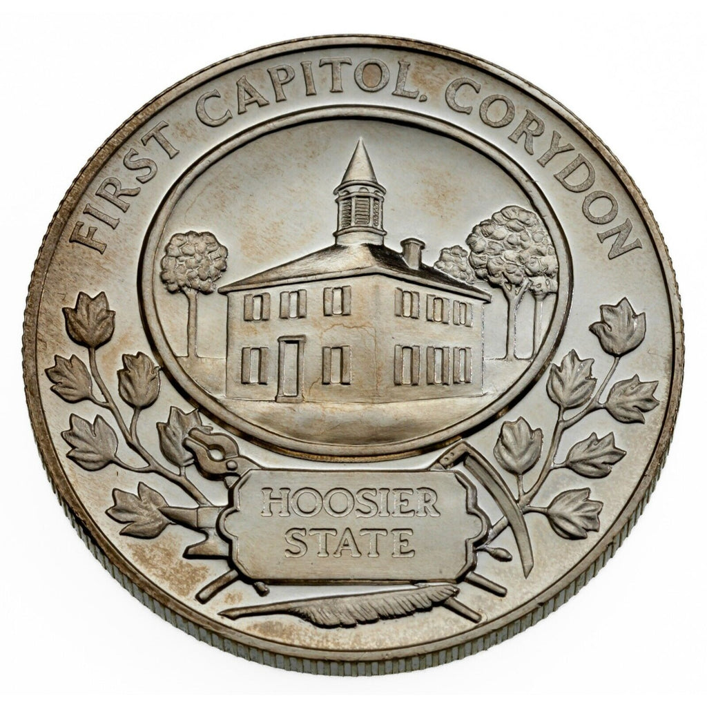 1966 SC 50c Indiana Statehood Sterling Medal By Heraldic Art Co.