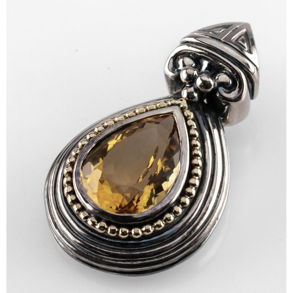 Frederica Vintage Sterling Silver and 18k Gold Citrine Enhancer Pendant