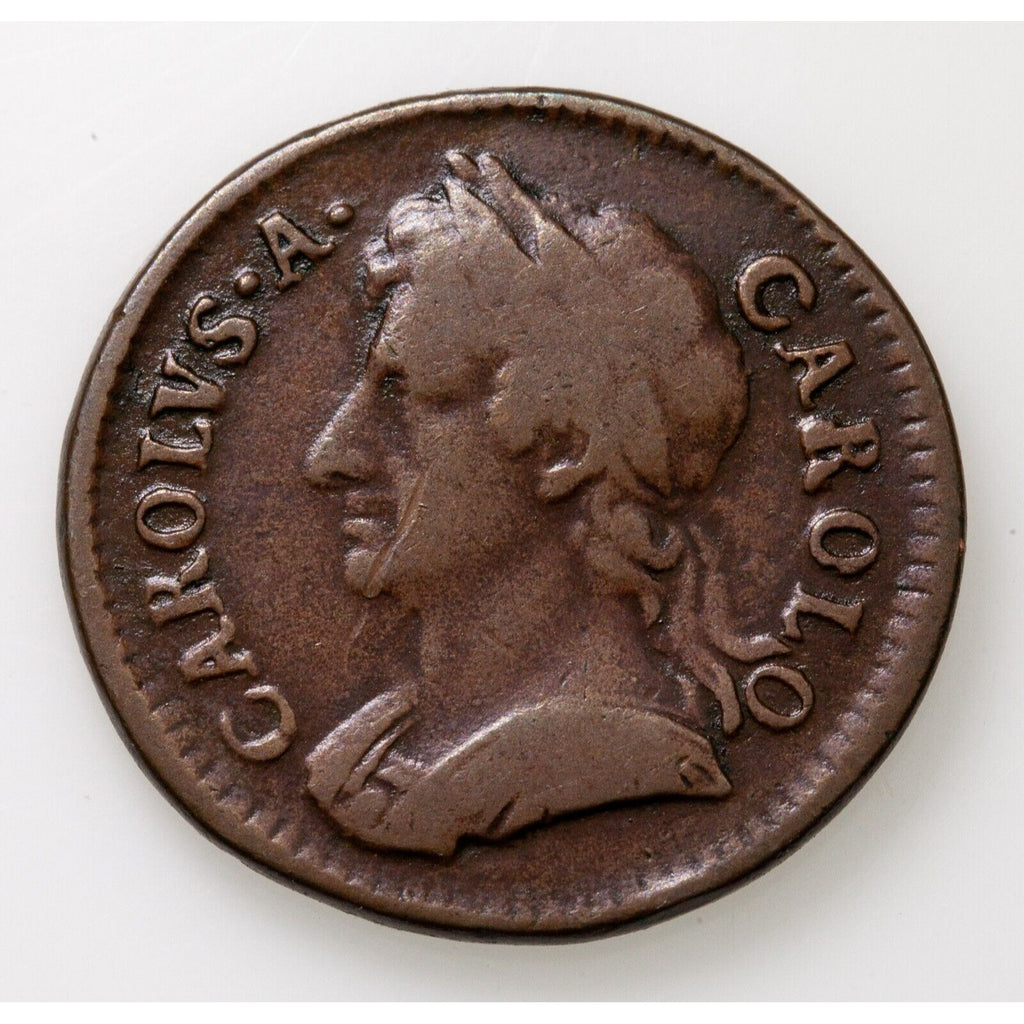 1674 Great Britain Farthing Coin in Fine + Condition KM# 436.1
