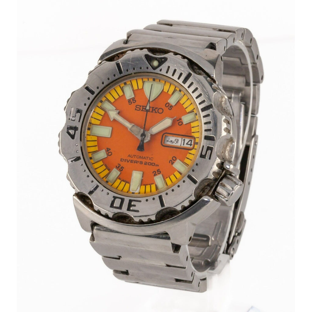 Seiko Men's Stainless Steel Orange Monster Diver's Watch 7S26-0350