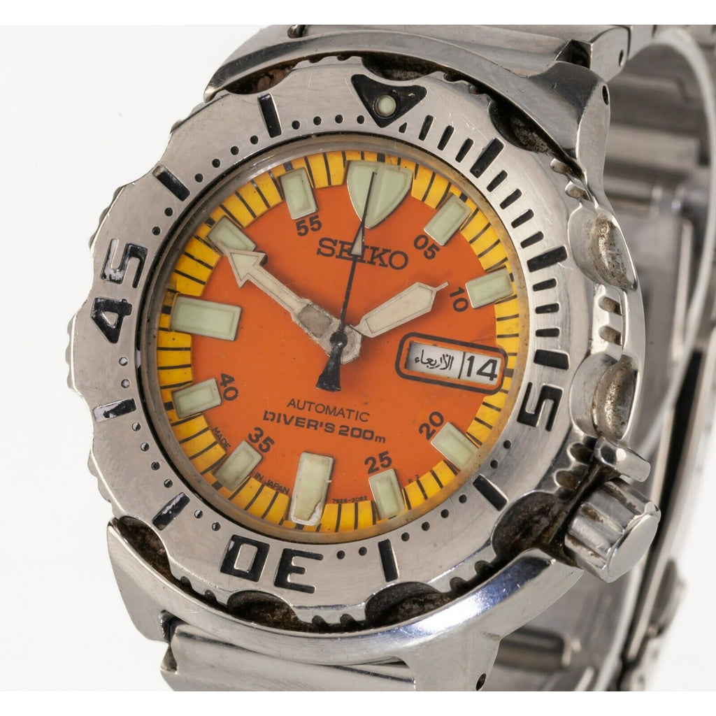 Seiko Men's Stainless Steel Orange Monster Diver's Watch 7S26-0350