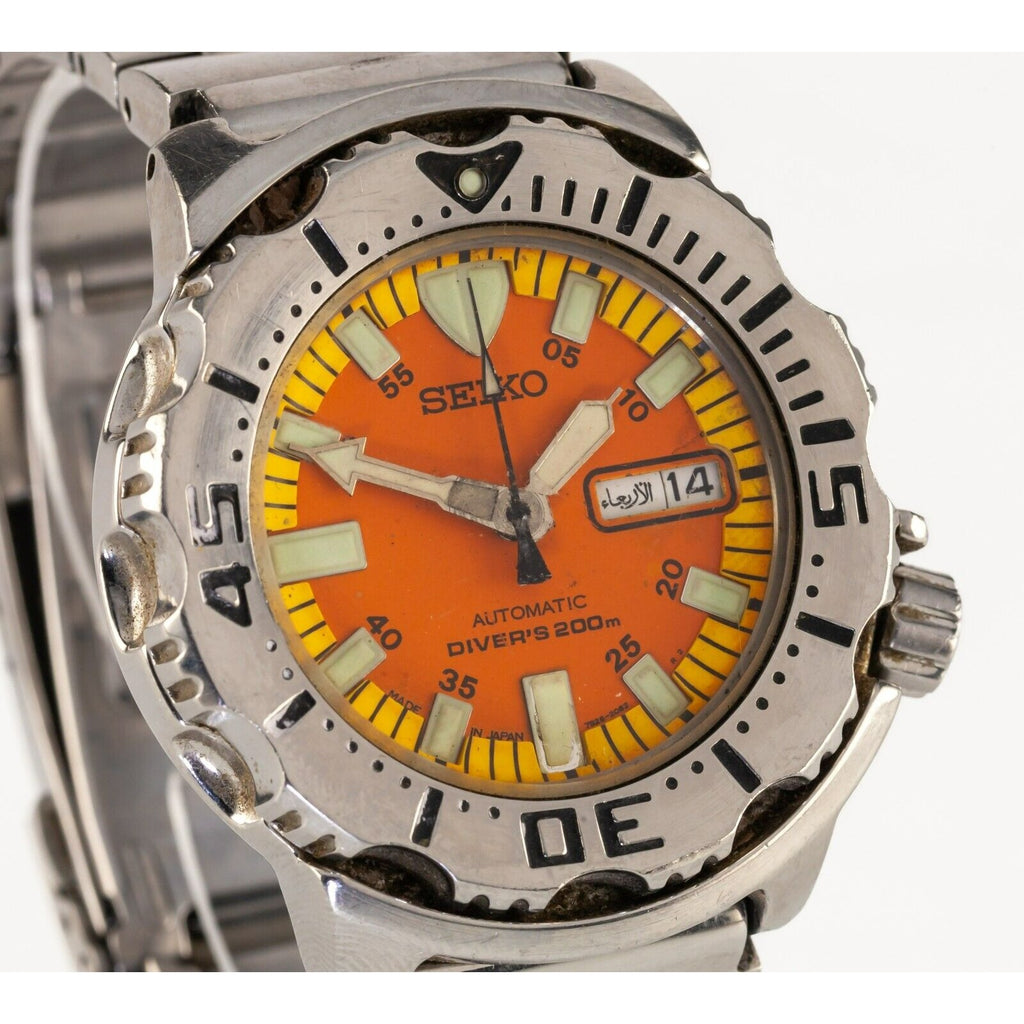 Seiko Men's Stainless Steel Orange Monster Diver's Watch 7S26-0350