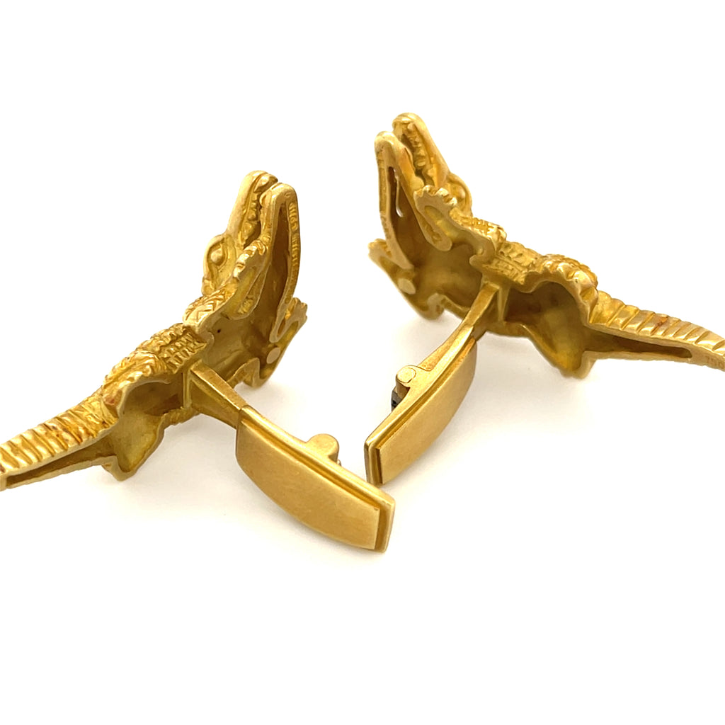 Vintage 1988 Kieselstein-Cord 18k Gold Alligator Cufflinks, 30g, 1.5 inches