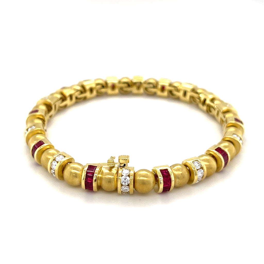 Charles Krypell 18k Gold & Gemstone Station Bracelet, Size 7 (Matching Set Available)