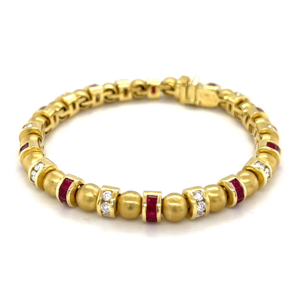 Charles Krypell 18k Gold & Gemstone Station Bracelet, Size 7 (Matching Set Available)