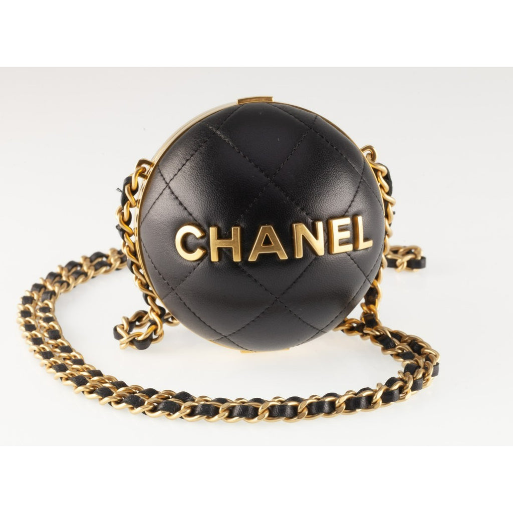 Chanel Lambskin Matelasse Sphere Miniaudiere Purse with Box, Pouch, and Card