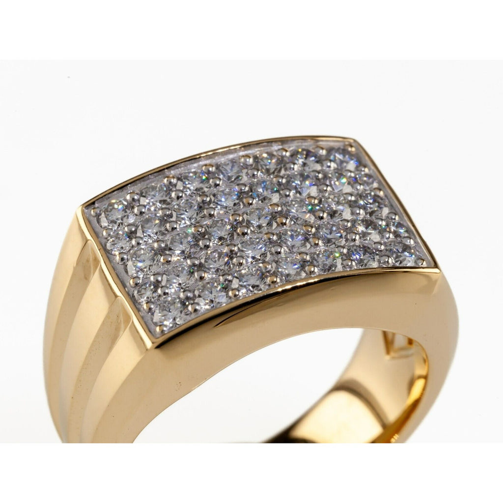 David Yurman 18k Yellow Gold Diamond Deco Beveled Signet Ring Size 11