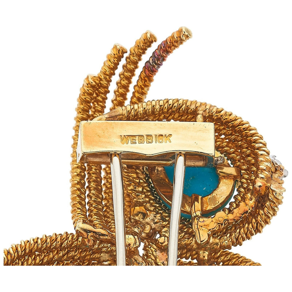 David Webb 18k Rose Gold Turquoise and Diamond Jewelry Suite
