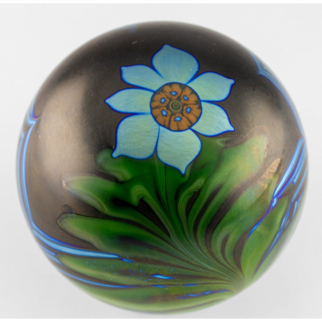 Orient & Flume Feathered Millefiori Paperweight 3" 1977 w/ Original Box & Pouch