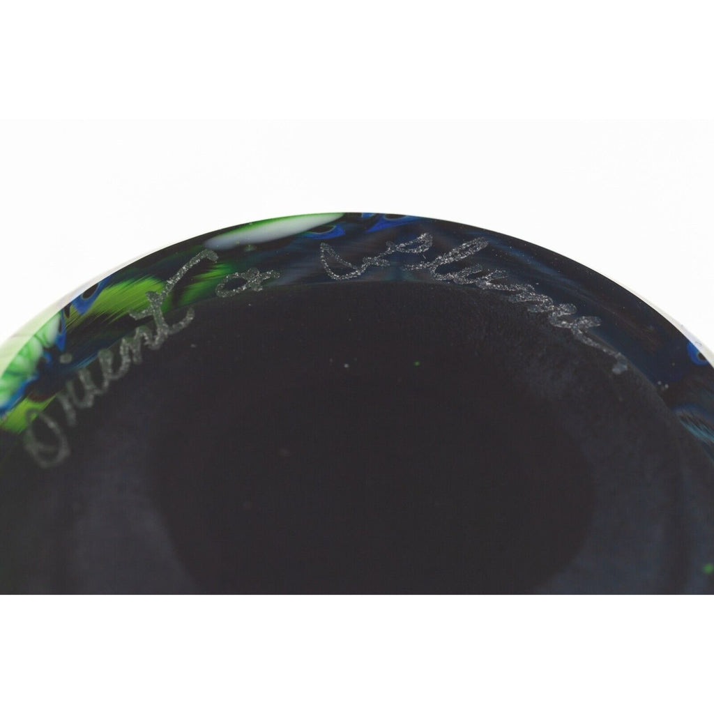 Orient & Flume Feathered Millefiori Paperweight 3" 1977 w/ Original Box & Pouch