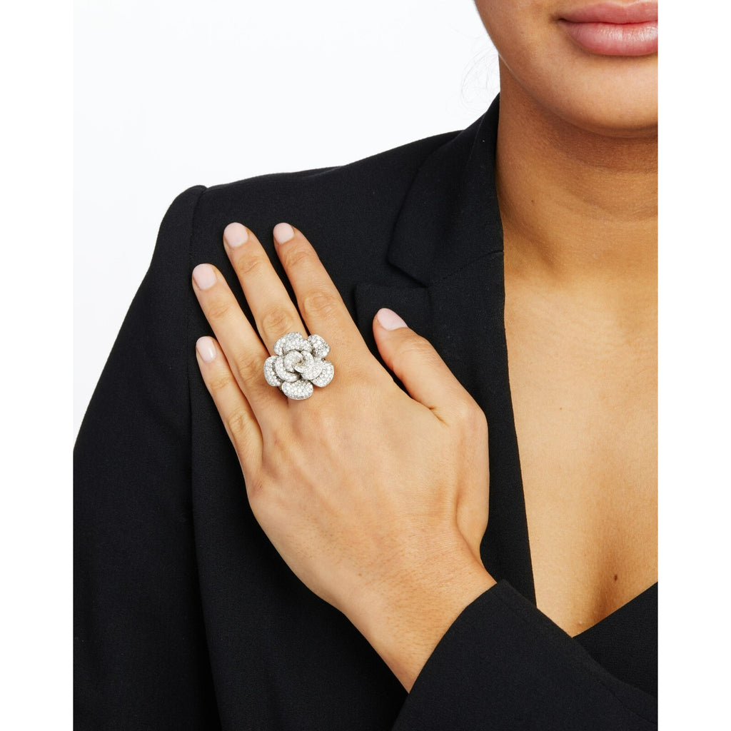 Garavelli 18k White Gold & 5.15ct Diamond Flower Ring, Size 7.75