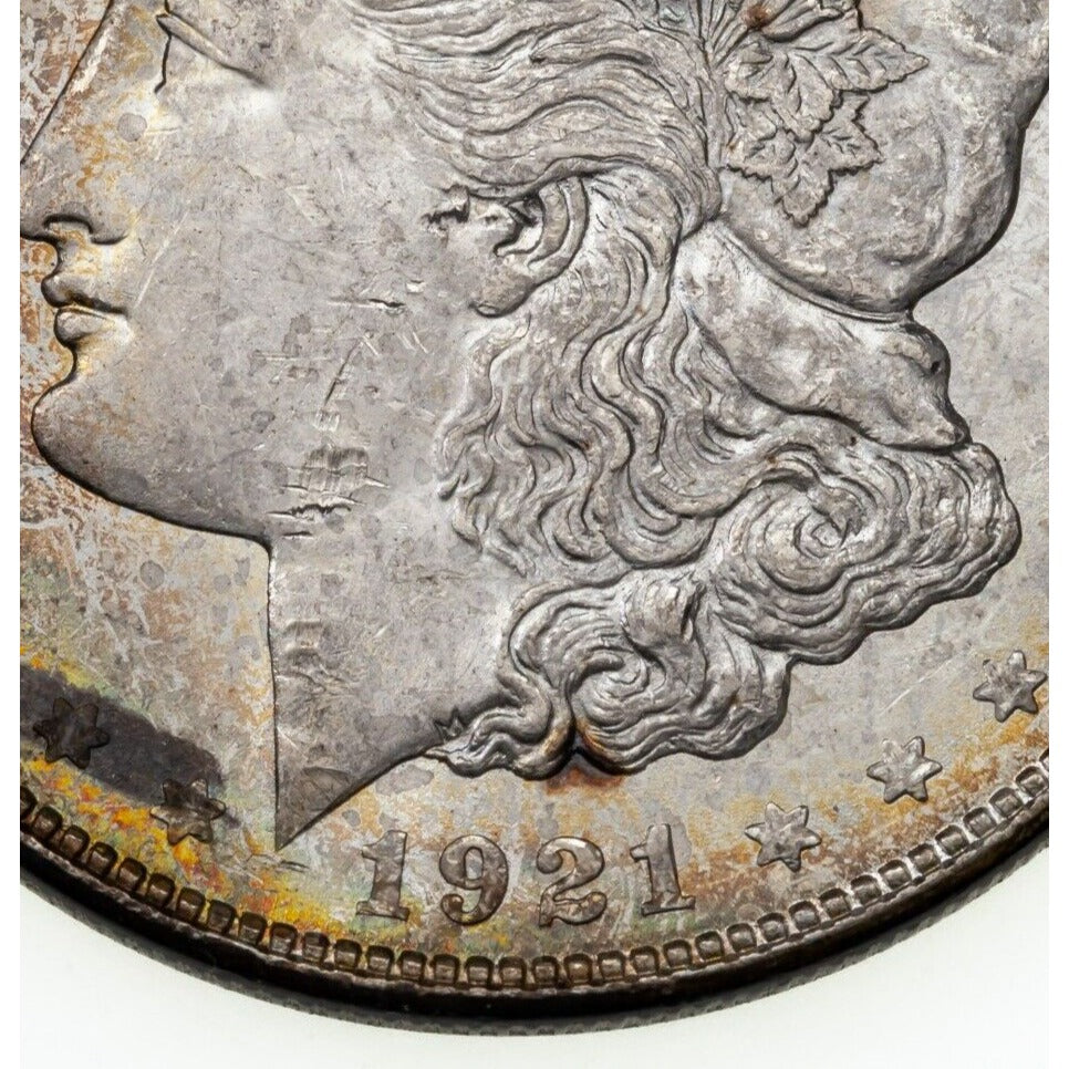 1921-D $1 Silver Morgan Dollar in Choice BU Condition, Original Toning, Luster!