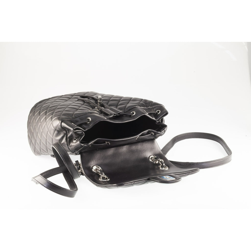 Chanel Black Caviar Leather Matelasse Backpack 16P A91121 Box Card Papers