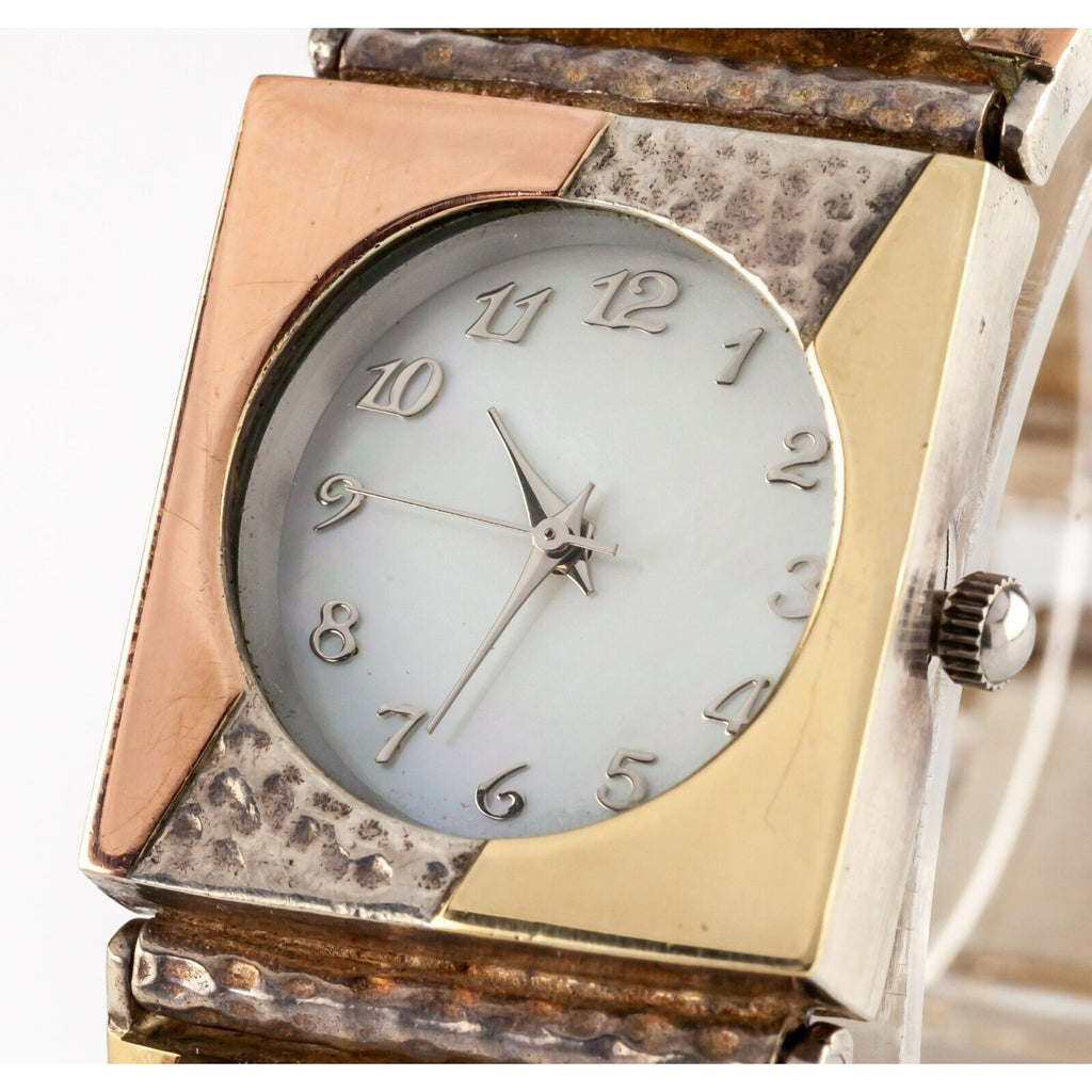 14k Accent MOP Quartz Watch w/ Ruby Stones Set in Sterling Silver 70.3gr