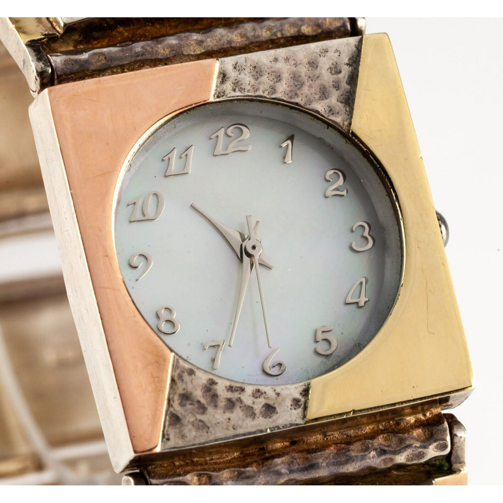 14k Accent MOP Quartz Watch w/ Ruby Stones Set in Sterling Silver 70.3gr