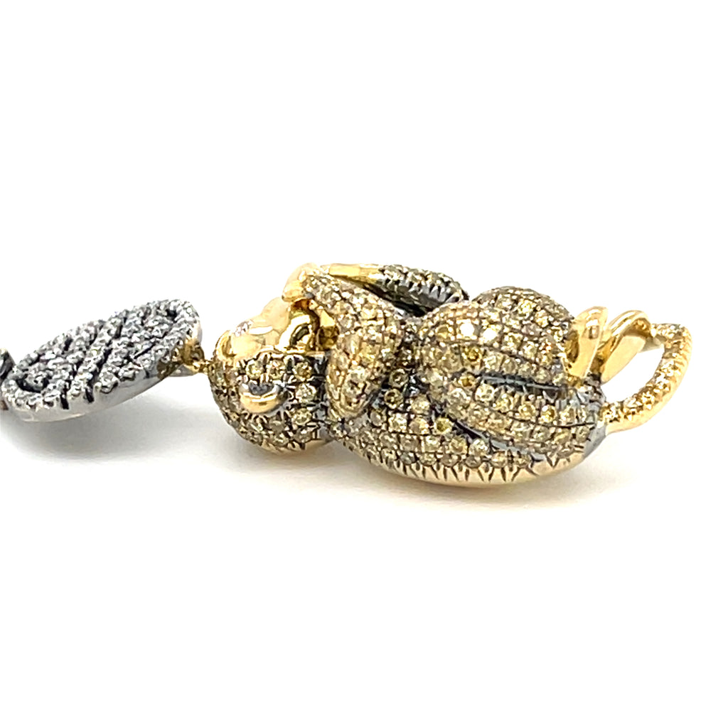 18k Gold "Speak No Evil" Diamond Monkey Pendant W/Necklace by Lorraine Schwartz