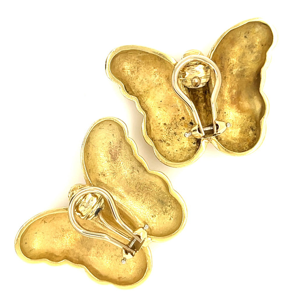 Kieselstein-Cord 18k Yellow Gold Butterfly Ear Clips 1978
