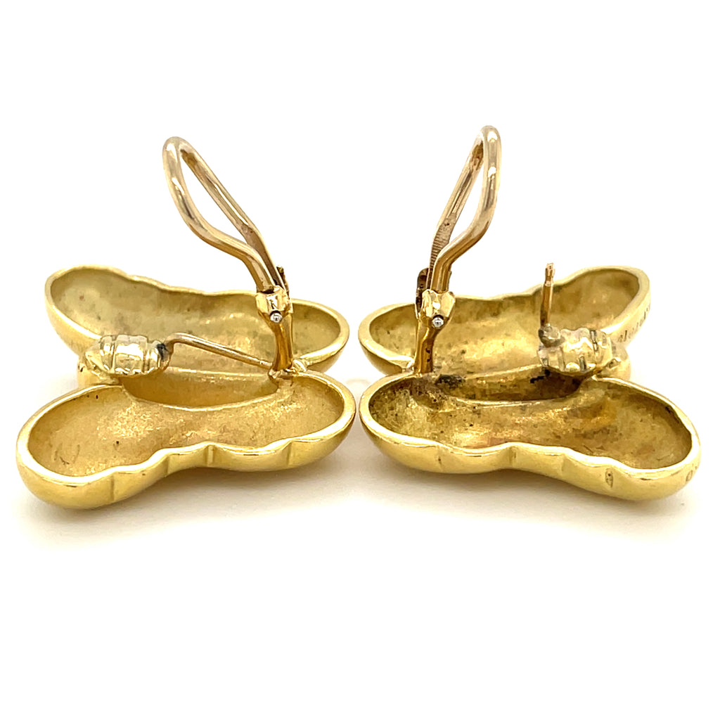Kieselstein-Cord 18k Yellow Gold Butterfly Ear Clips 1978