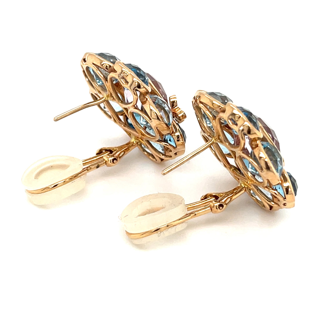 Kathy Ireland 18k Rose Gold 7.20 ct Amethyst w/ Blue Topaz & Diamond Earrings