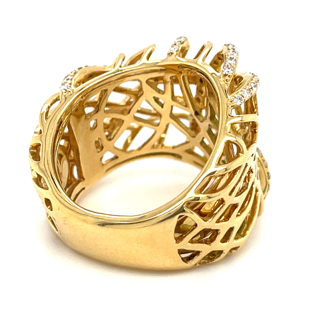18k Yellow Gold Openwork 1.15 ct Diamond Band Ring Size 7
