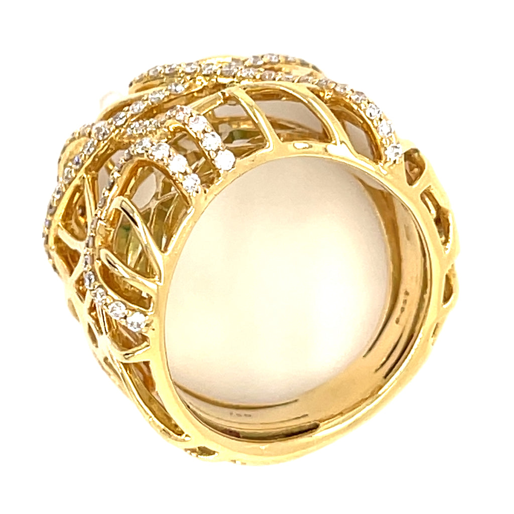 18k Yellow Gold Openwork 1.15 ct Diamond Band Ring Size 7