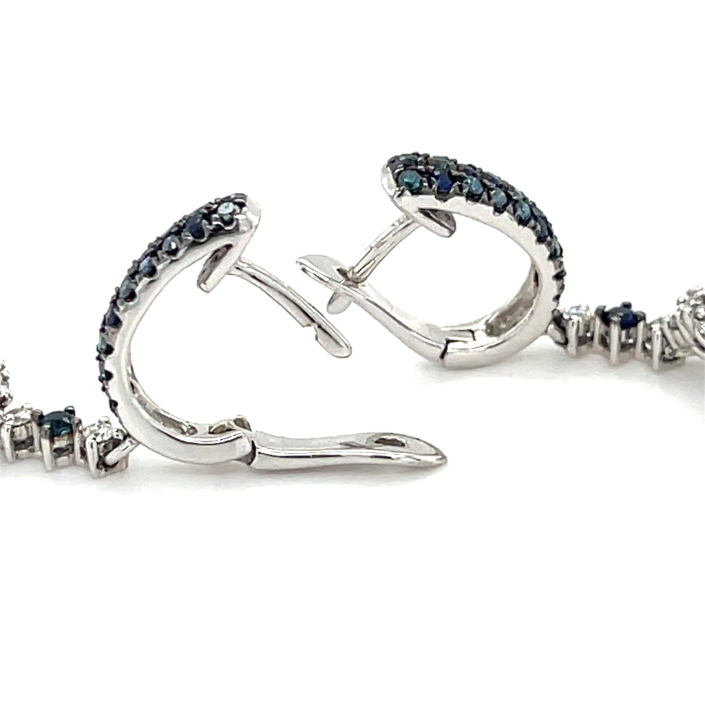 14k White Gold Crystal Topped Abalone Drop Earrings with Dia and Sapp Accents