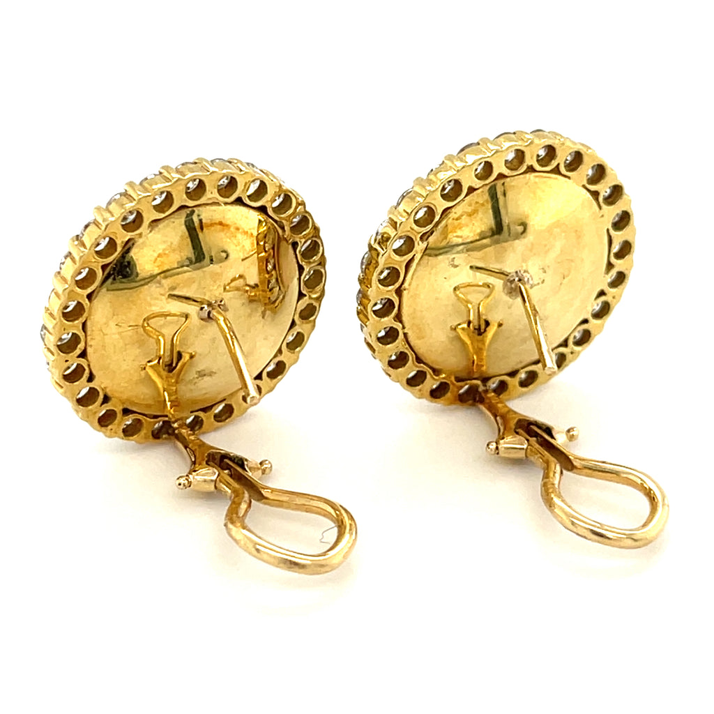 14k Yellow Gold Mabe Pearl and Diamond Earrings
