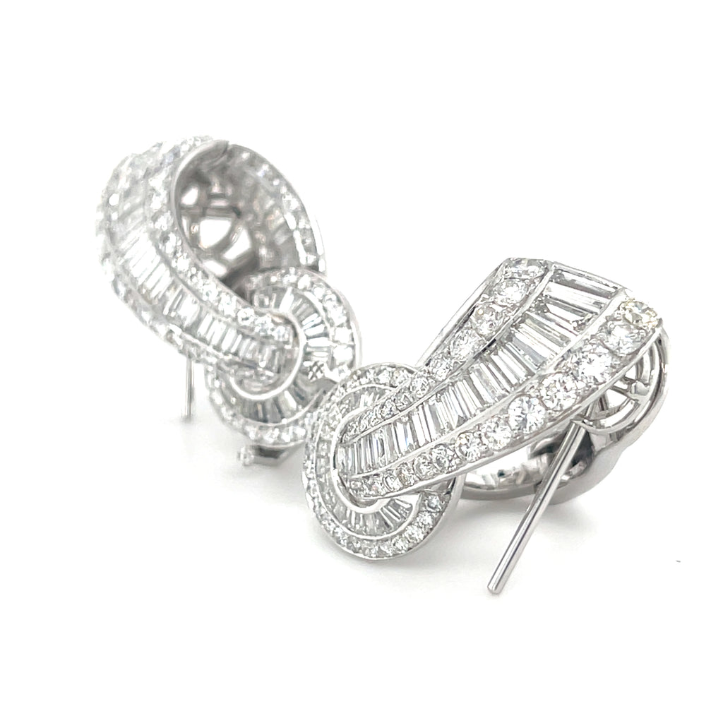 Platinum 8 ct Diamond 6.7 ct Sapphire 2" Day/Night Convertible Earrings 31 grams