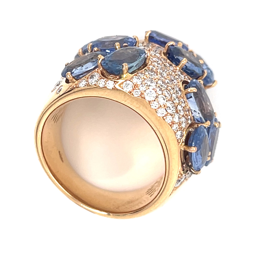 18k Rose Gold 9.8ct Sapphire, 2.1ct Diamond Ring Size 7 1/4 16.7g