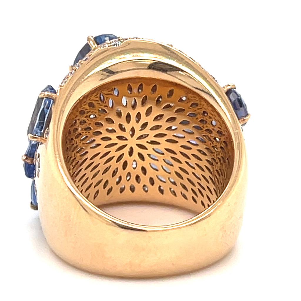 18k Rose Gold 9.8ct Sapphire, 2.1ct Diamond Ring Size 7 1/4 16.7g