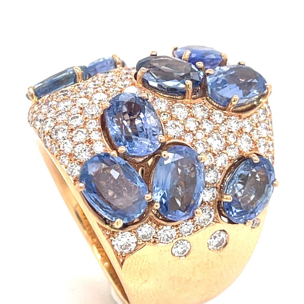18k Rose Gold 9.8ct Sapphire, 2.1ct Diamond Ring Size 7 1/4 16.7g