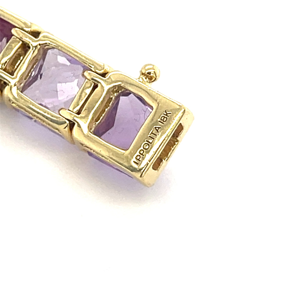 Ippolita 18k Yellow Gold Pink/Purple Gem Bracelet 7.25" 26.8g