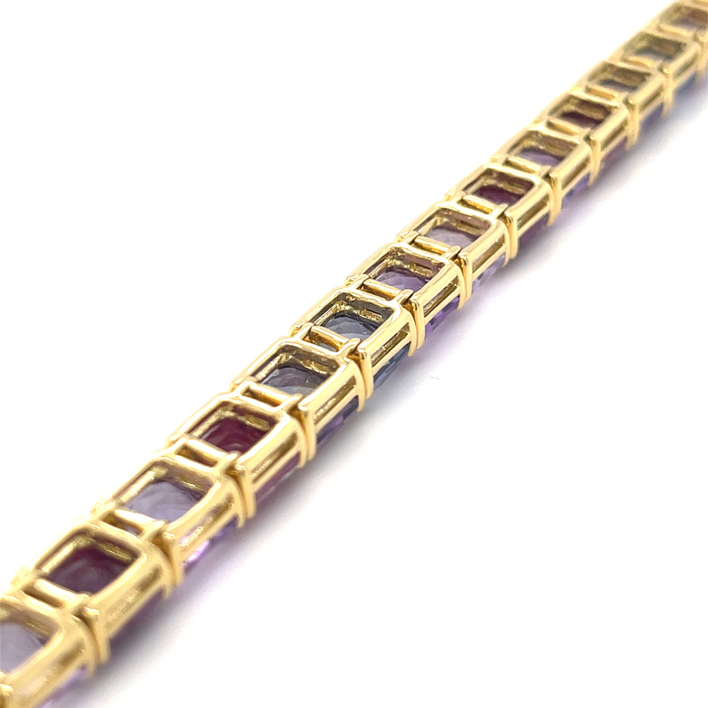 Ippolita 18k Yellow Gold Pink/Purple Gem Bracelet 7.25" 26.8g