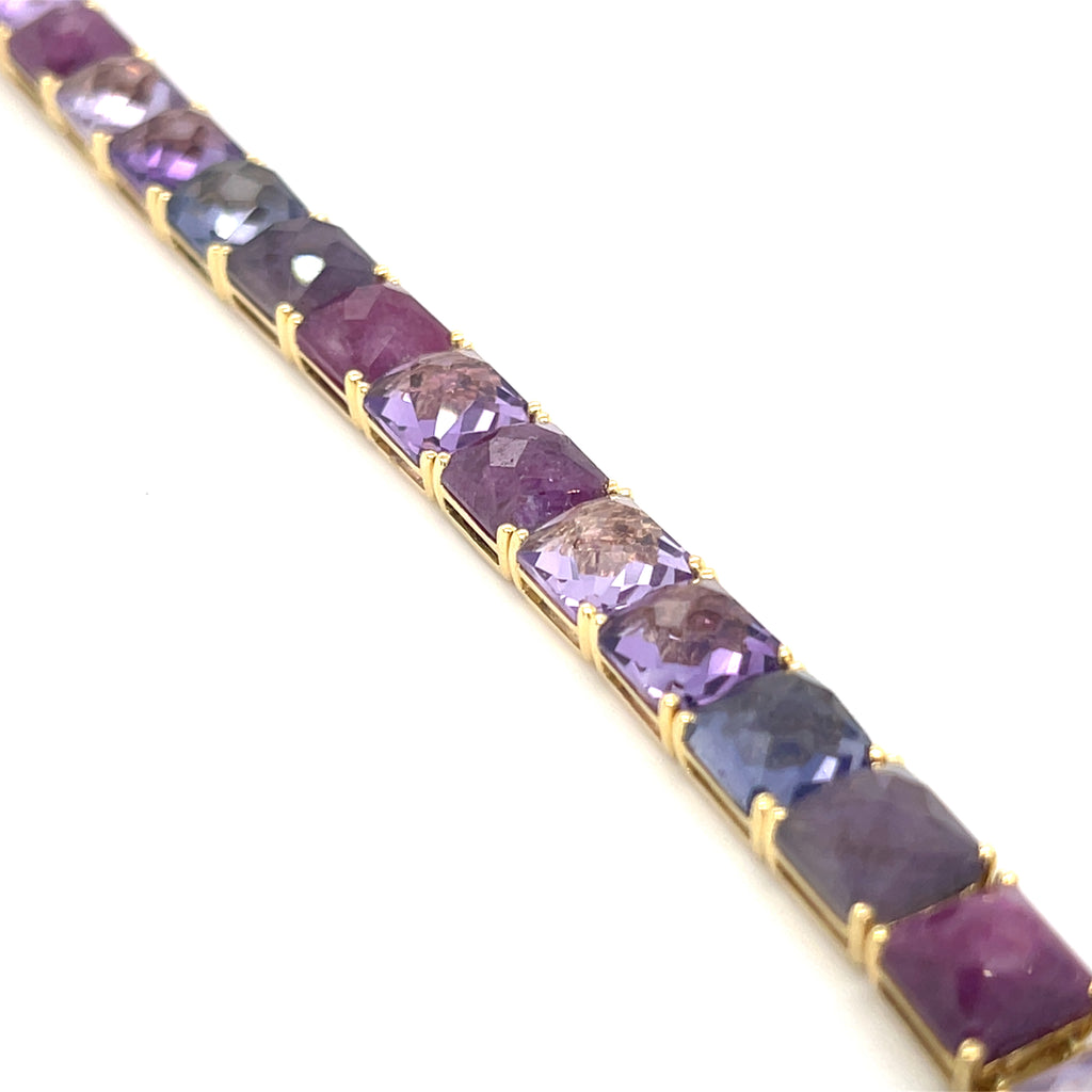 Ippolita 18k Yellow Gold Pink/Purple Gem Bracelet 7.25" 26.8g