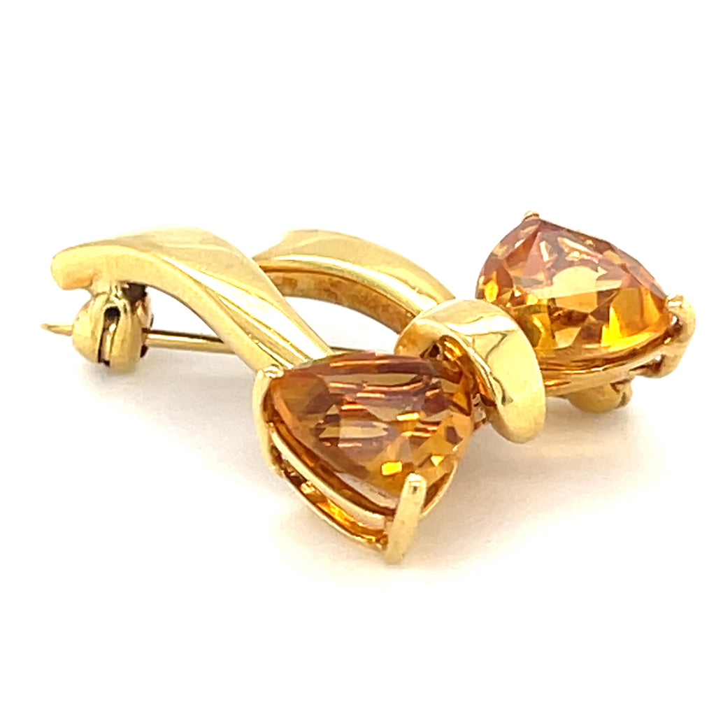 Tiffany & Co. 18k Gold and 2.75ct Citrine Bow Brooch 11/16" x 1" 4.7 grams
