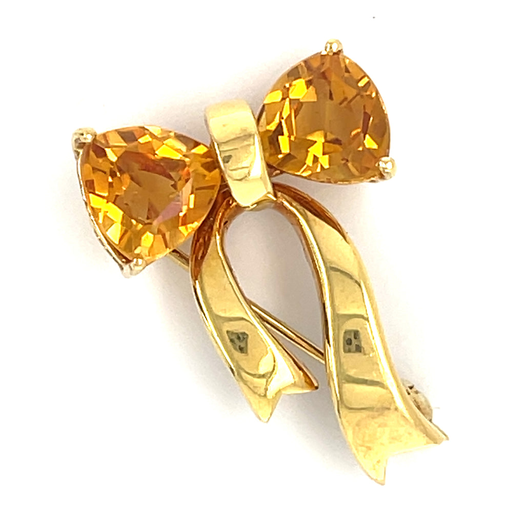 Tiffany & Co. 18k Gold and 2.75ct Citrine Bow Brooch 11/16" x 1" 4.7 grams