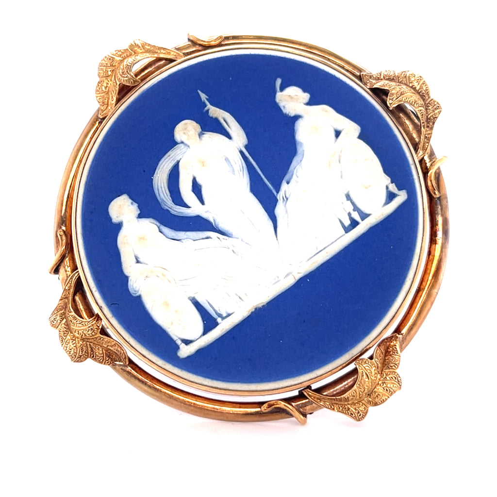 Wedgwood Cameo Porcelain Pendant with 14k Yellow Gold Bezel