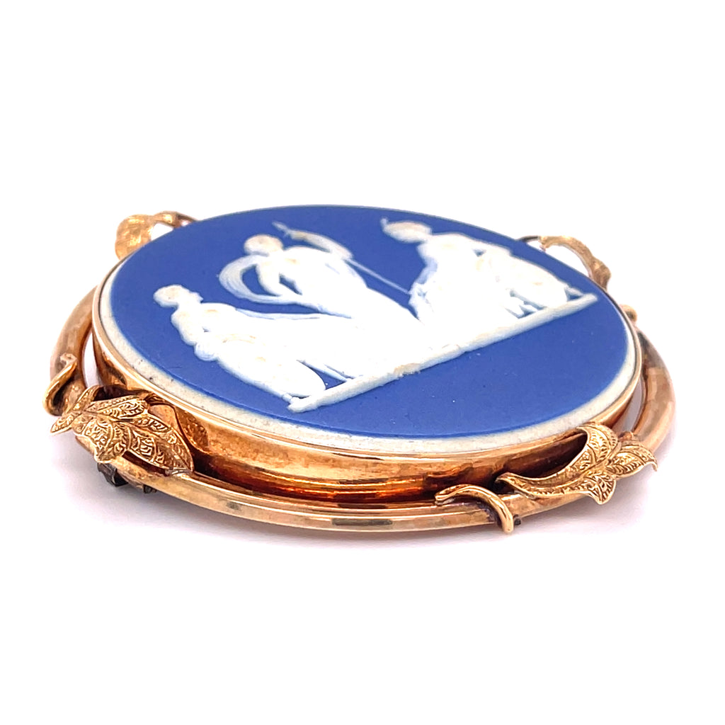 Wedgwood Cameo Porcelain Pendant with 14k Yellow Gold Bezel