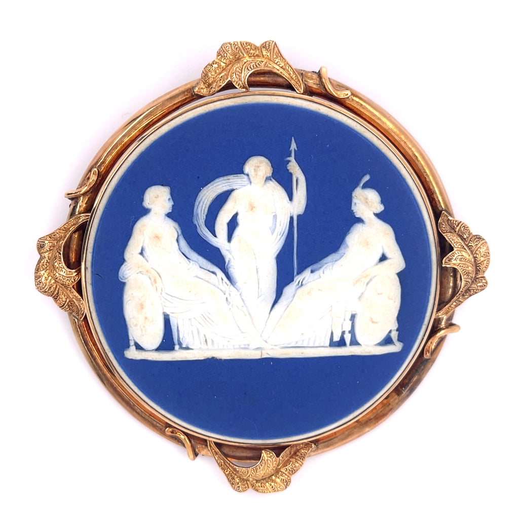 Wedgwood Cameo Porcelain Pendant with 14k Yellow Gold Bezel
