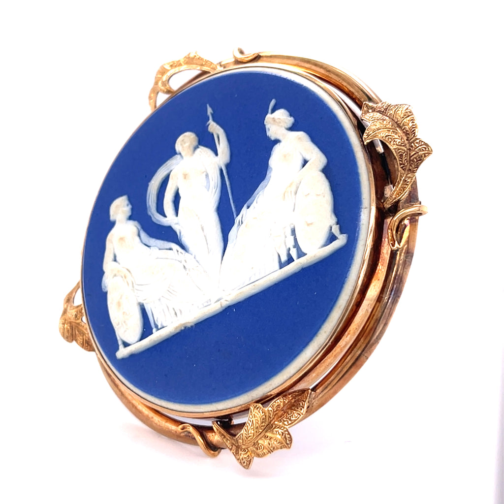 Wedgwood Cameo Porcelain Pendant with 14k Yellow Gold Bezel
