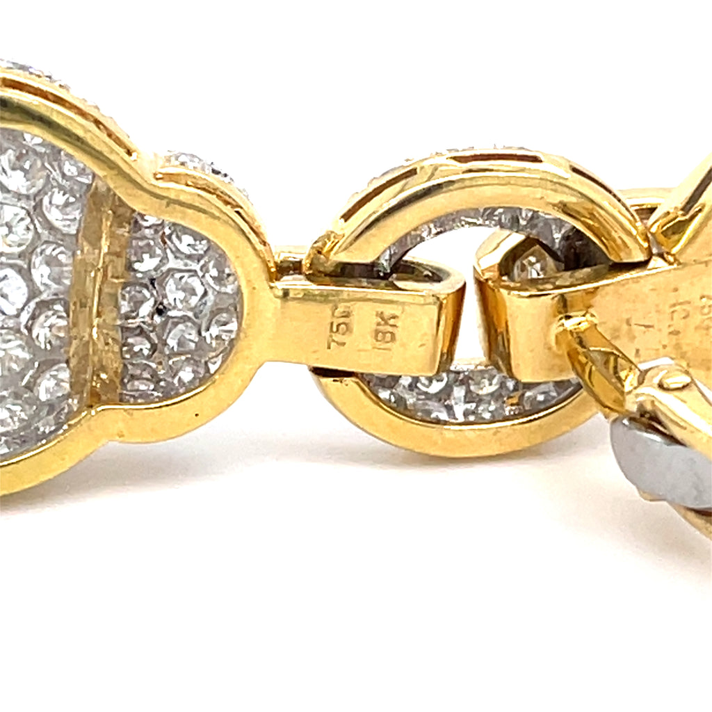 18k Two Tone Gold Doorknocker 2" Drop Earrings with 9.25 ct Diamonds