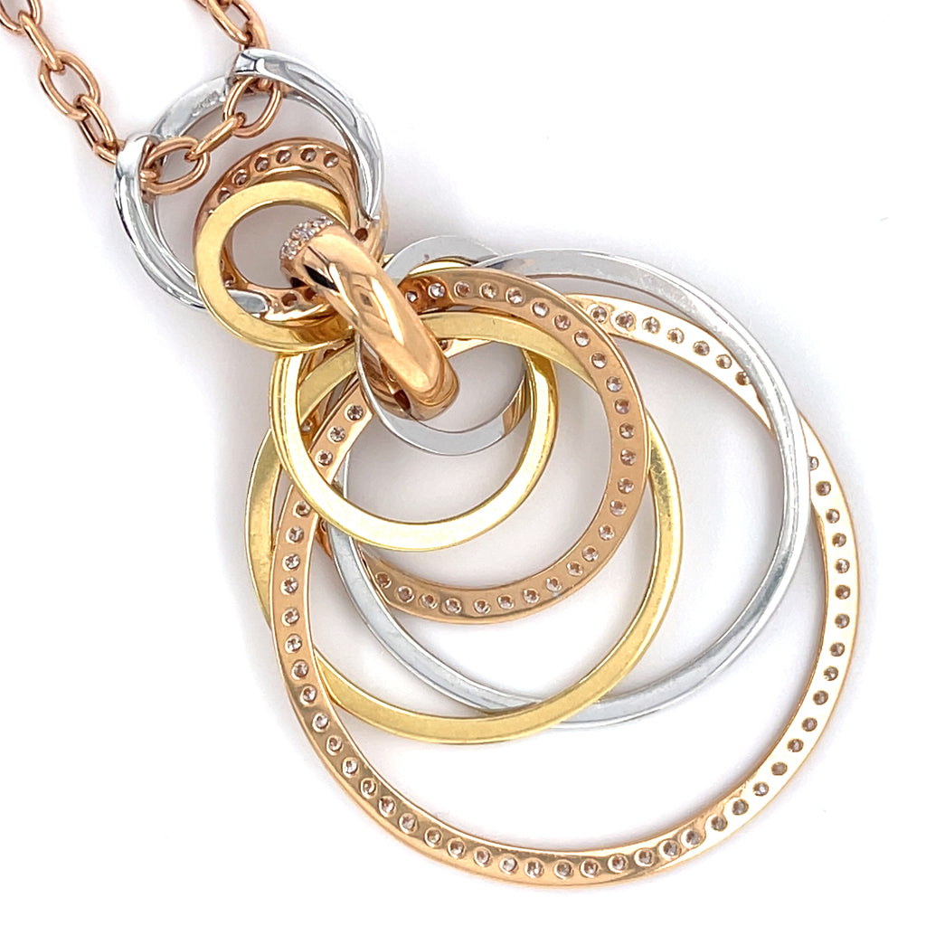 Gorgeous 18k Tri-Gold Interlocking Loop 2.02 ct Diamond Necklace 24" Chain