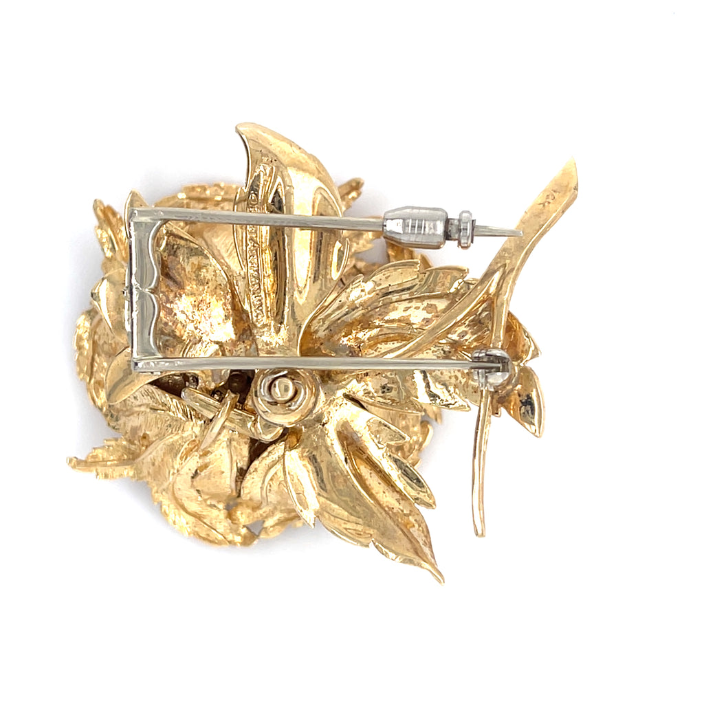 Robert Altman 14k Yellow Gold 1.1 ct Gem Articulating Flower Brooch Gorgeous!