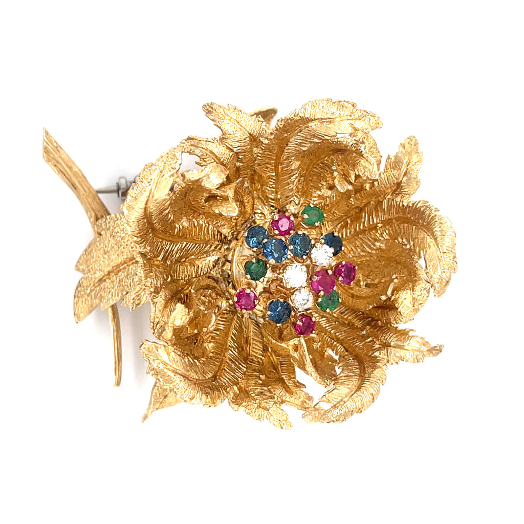 Robert Altman 14k Yellow Gold 1.1 ct Gem Articulating Flower Brooch Gorgeous!