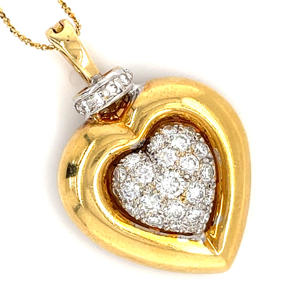 18k Yellow Gold & 1.2ct Diamond Heart-Shaped Pendant Necklace, 21.25 inches.